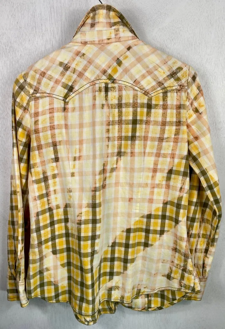 Vintage Western Style Yellow, Sage and Cream Lightweight Cotton Size Small