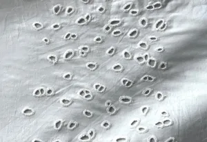 White Flirty Striped Eyelet Clusters Cotton Poplin (Made in Italy)