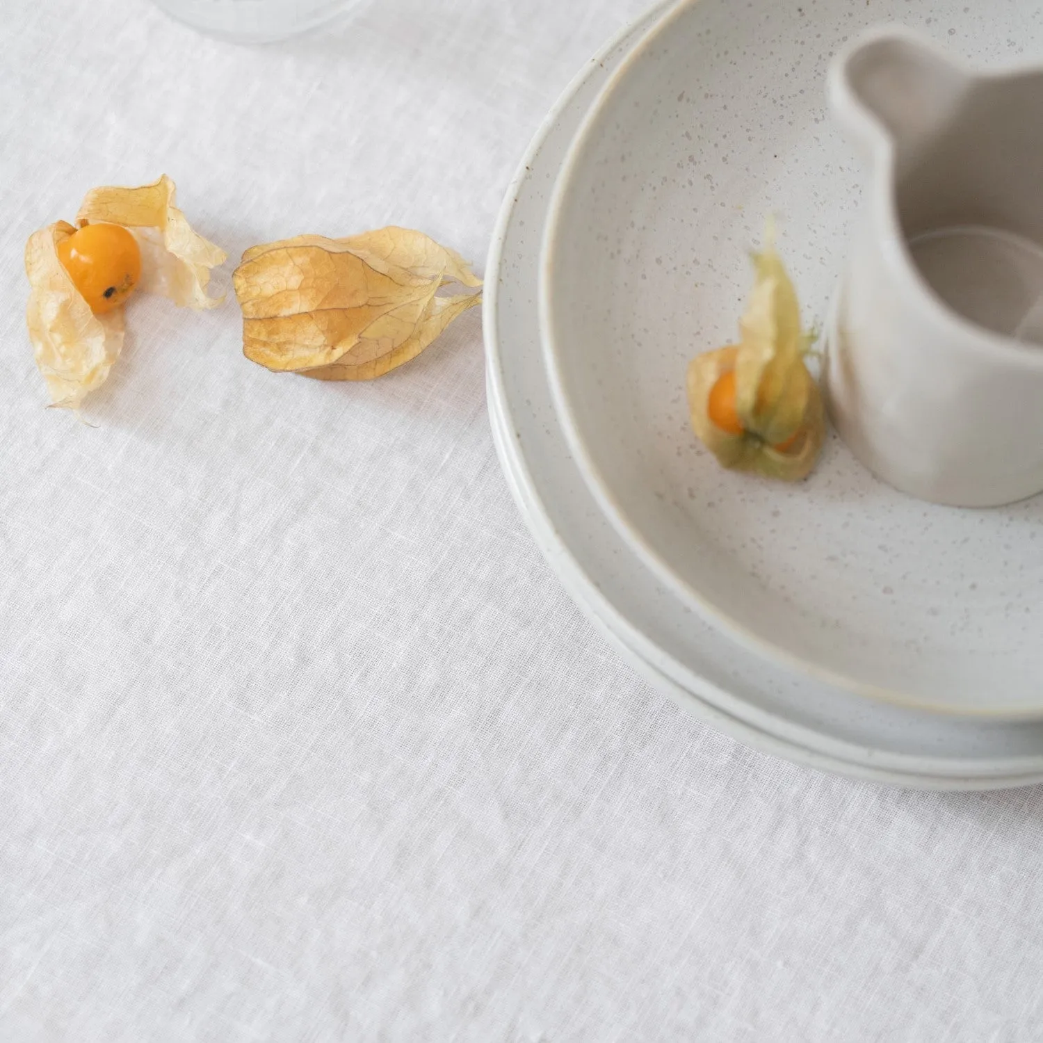 White Lightweight Linen Tablecloth