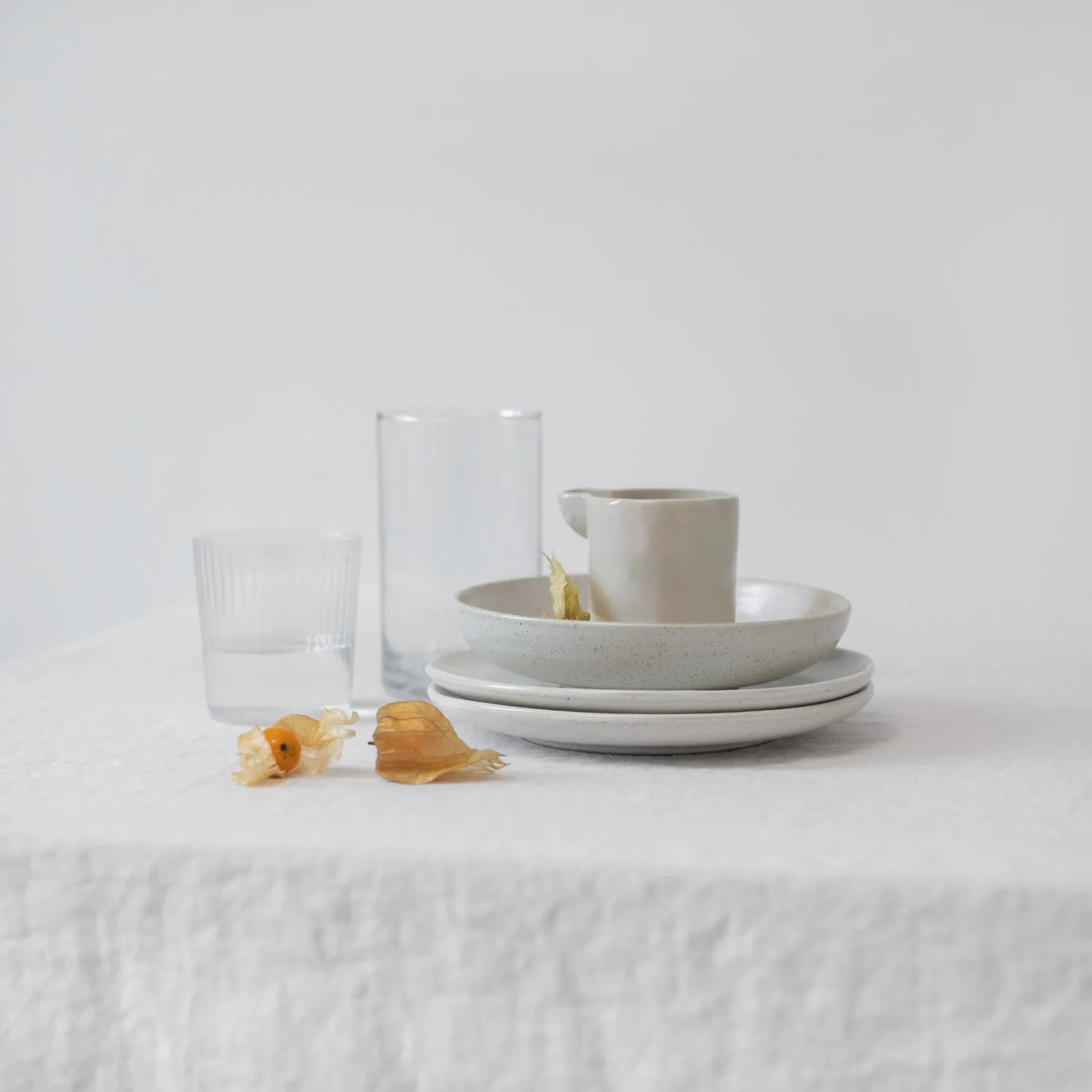 White Lightweight Linen Tablecloth