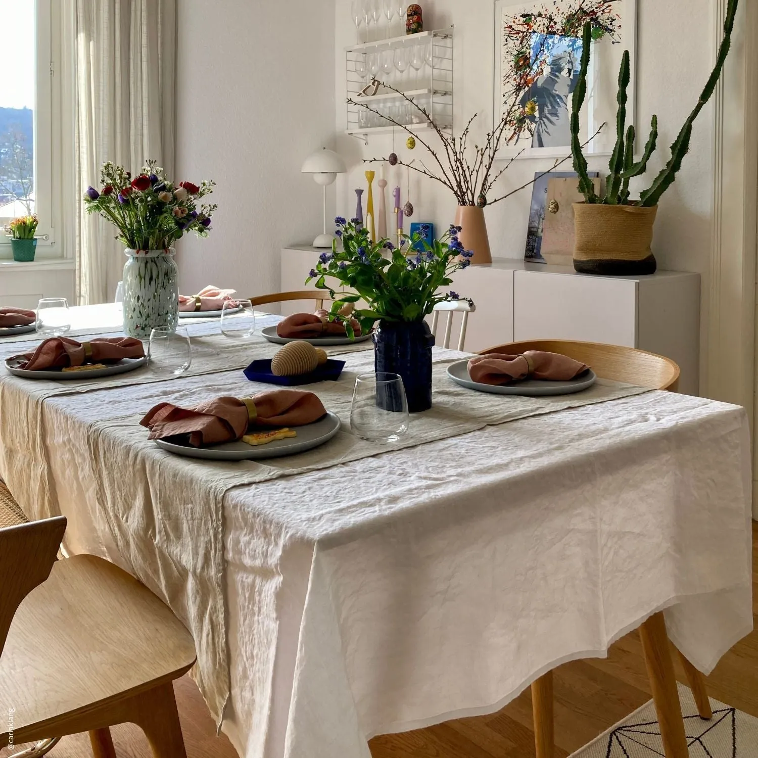 White Lightweight Linen Tablecloth