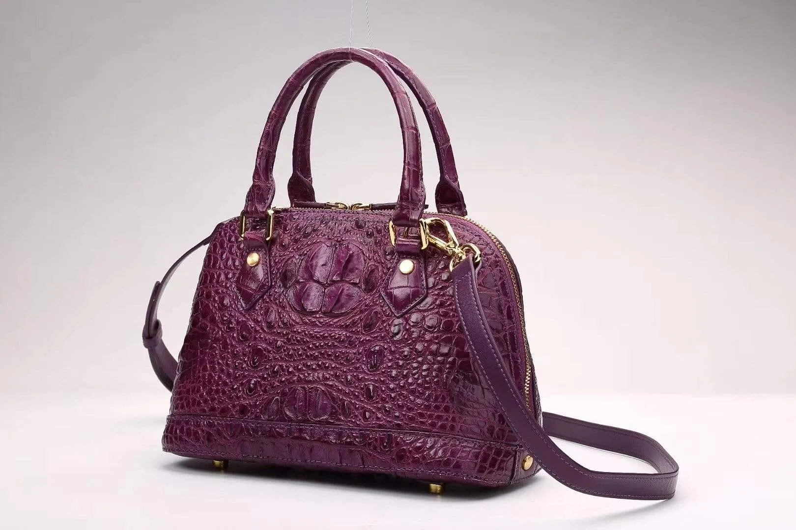 Women Genuine Crocodile Double Handle Tote Bag Small Size