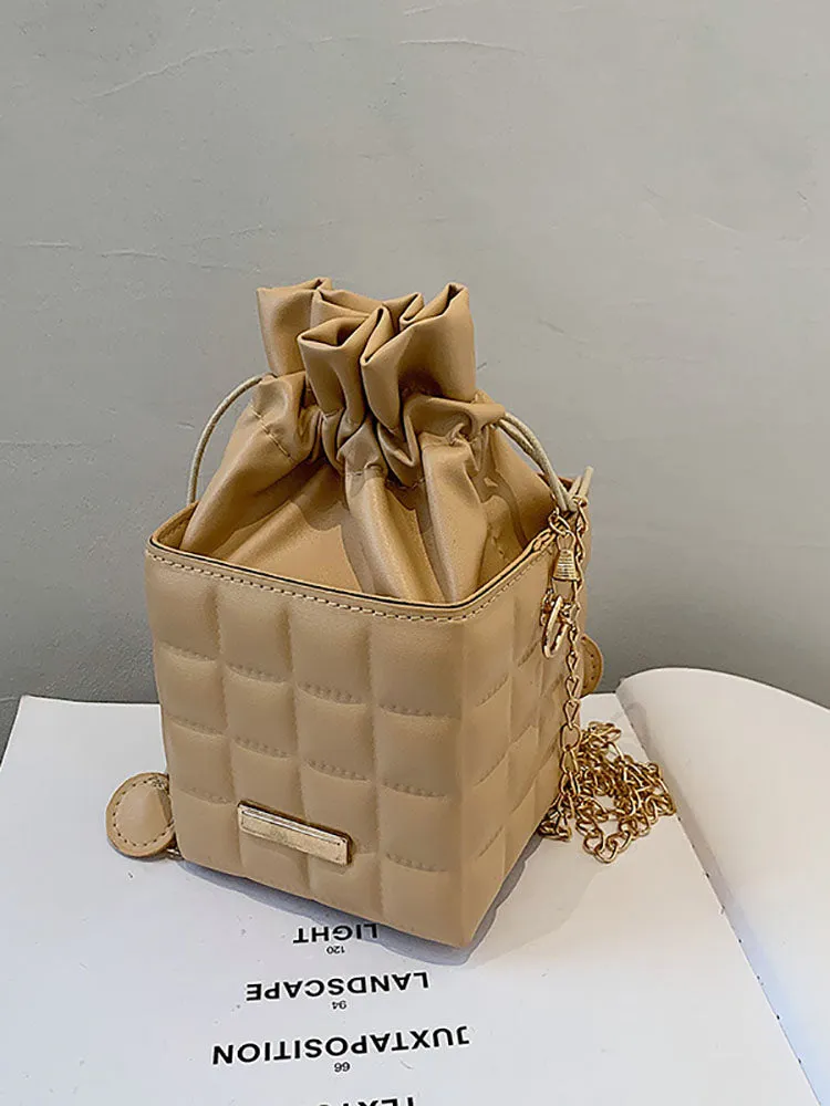 Women's Chain Drawstring Bucket Bag