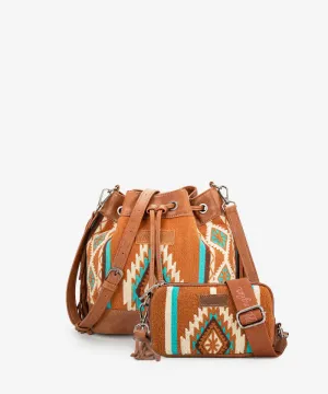 Wrangler Aztec Knitted Bucket Bag Set