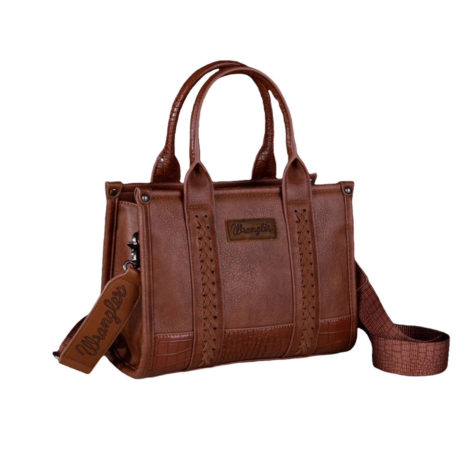 Wrangler Ladies Croc Print Concealed Carry Cognac Crossbody Tote Bag WG102-8120SCO