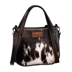 Wrangler Ladies Genuine Hair-On Cowhide Black Tote Crossbody Bag WG169-2022BK