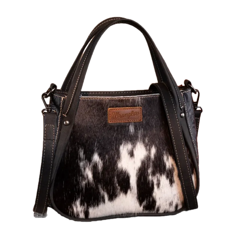 Wrangler Ladies Genuine Hair-On Cowhide Black Tote Crossbody Bag WG169-2022BK