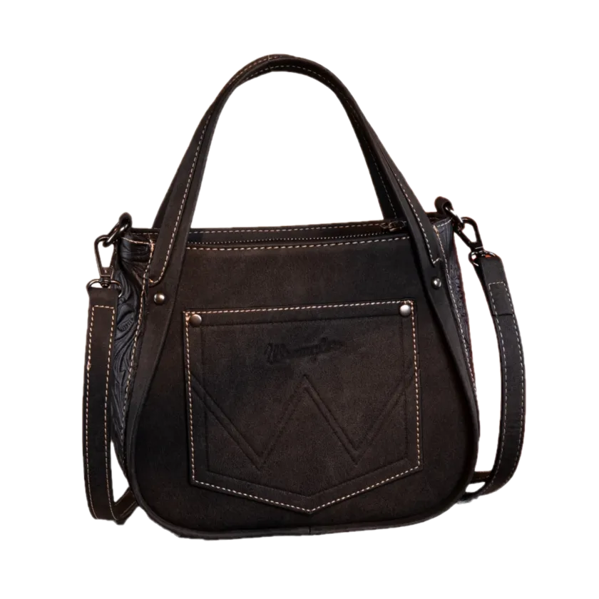 Wrangler Ladies Genuine Hair-On Cowhide Black Tote Crossbody Bag WG169-2022BK