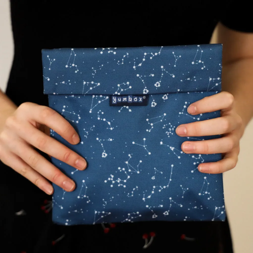 Yumbox Sandwich Bag/Snack Bag, Reusable Fabric, Washable, Food Safe, BPA Free, 8 x 7.5in (Starry Sky)